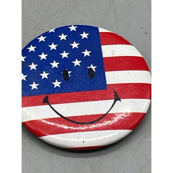 set of 2 American flag smile face red white blue pins without pin back  READ - Picture 4 of 5